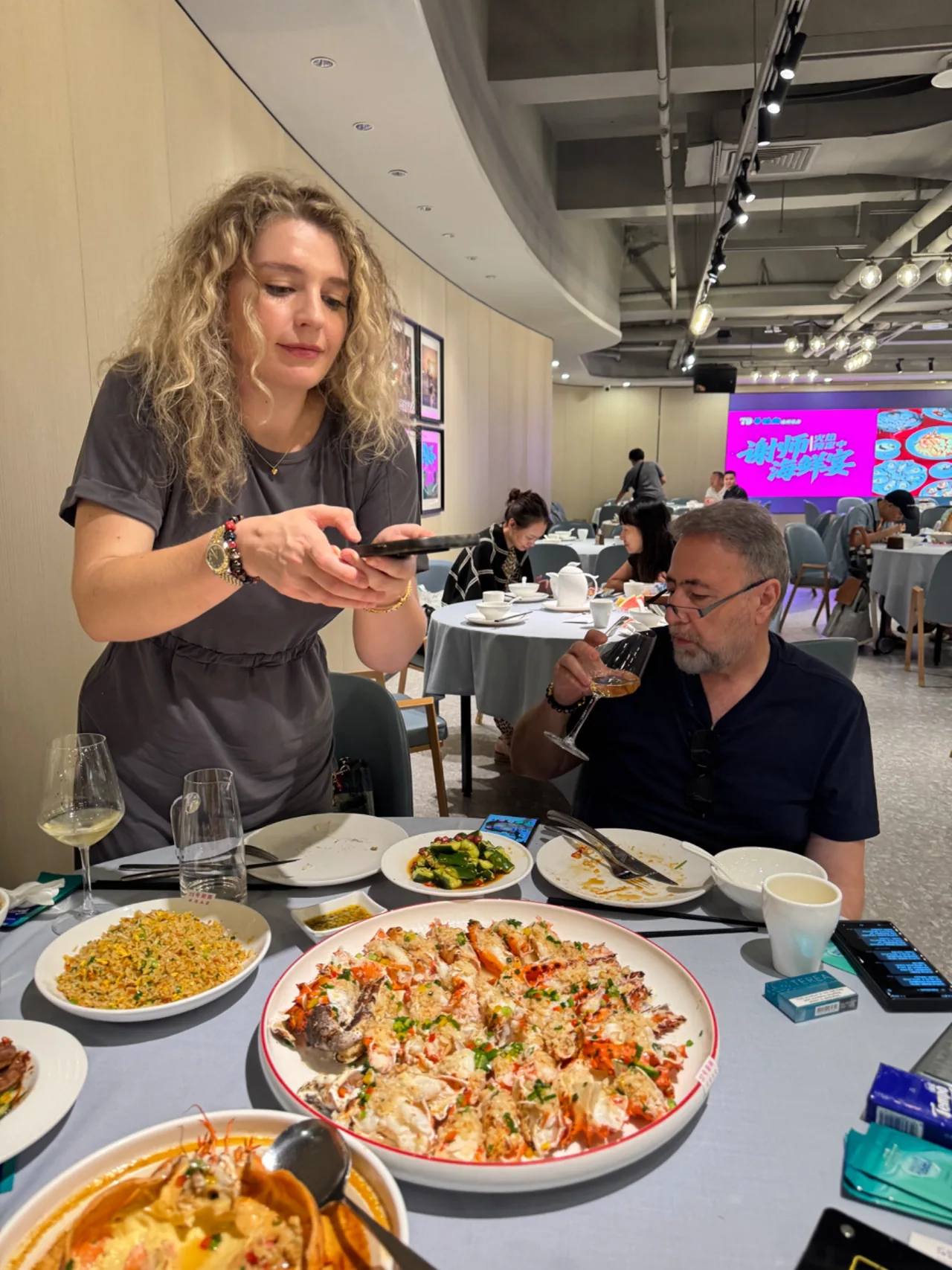 Guests sharing a meal