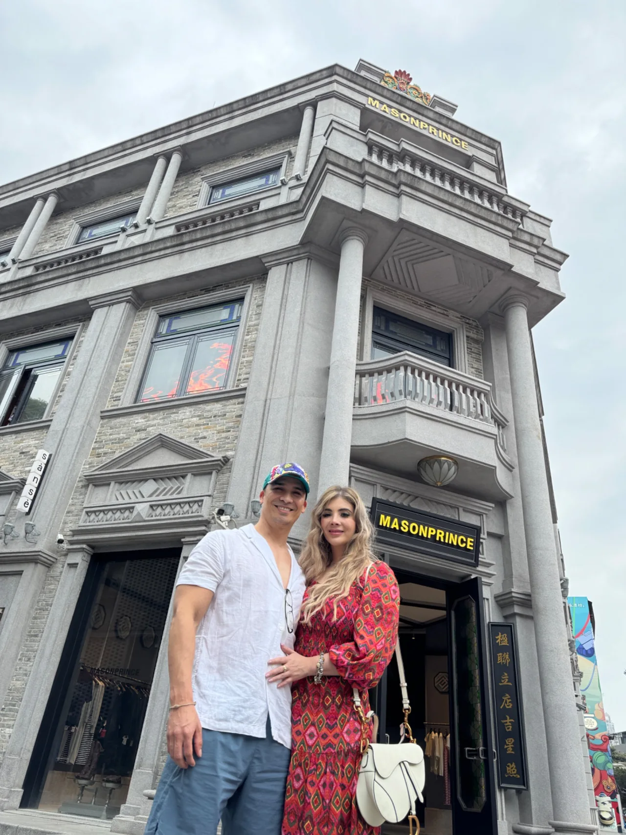 Guests in a historic streetscape